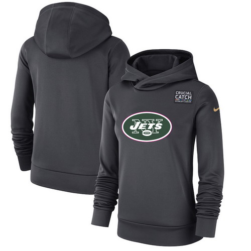 Personalized New York Jets Women’s Crucial Catch Performance Pullover Hoodie Anthracite