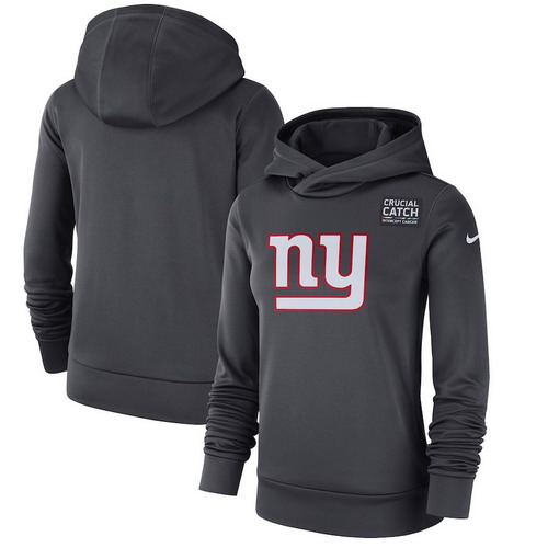 Personalized New York Giants Anthracite Women’s Crucial Catch Performance Hoodie