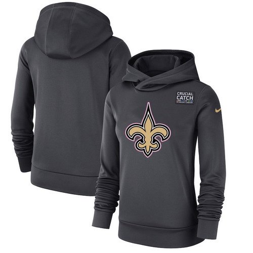 Personalized New Orleans Saints Anthracite Women’s Crucial Catch Performance Hoodie
