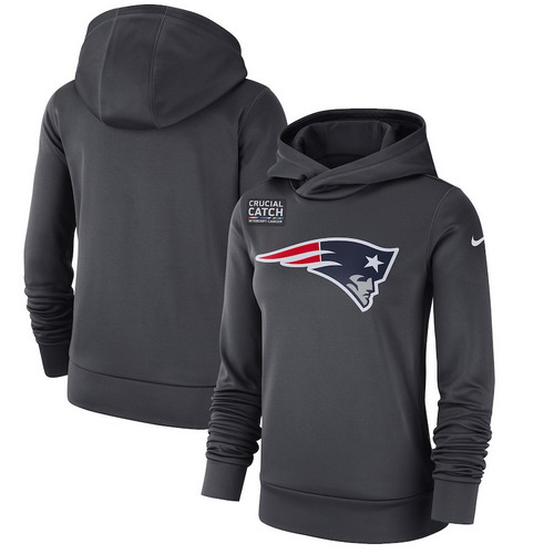 Personalized New England Patriots Anthracite Women’s Crucial Catch Performance Hoodie
