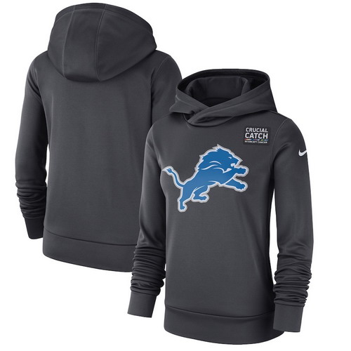 Personalized Detroit Lions Anthracite Women’s Crucial Catch Performance Hoodie
