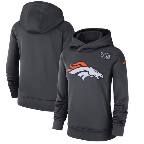 Personalized Denver Broncos Anthracite Women’s Crucial Catch Performance Hoodie