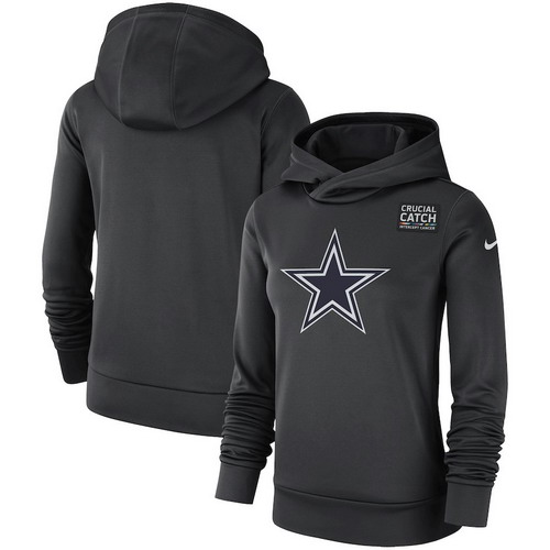 Personalized Dallas Cowboys Anthracite Women’s Crucial Catch Performance Hoodie