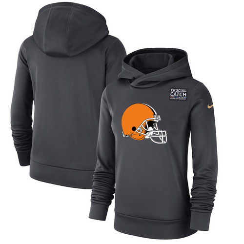 Personalized Cleveland Browns Anthracite Women’s Crucial Catch Performance Hoodie