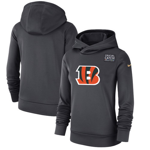 Personalized Cincinnati Bengals Anthracite Women’s Crucial Catch Performance Hoodie