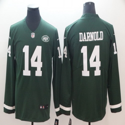 Personalized Jets 14 Sam Darnold Green Therma Long Sleeve Jersey