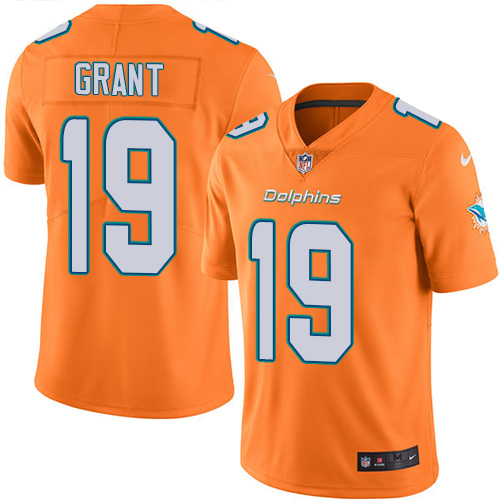 Personalized Dolphins #19 Jakeem Grant Orange Men’s Stitched NFL Limited Rush Jersey