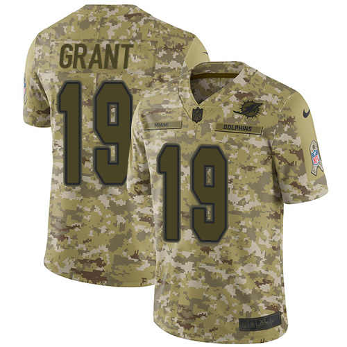 Personalized Dolphins #19 Jakeem Grant Camo Men’s Stitched NFL Limited 2018 Salute To Service Jersey