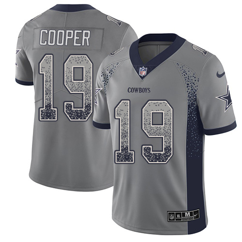 Personalized Cowboys #19 Amari Cooper Gray Men’s Stitched NFL Limited Rush Drift Fashion Jersey