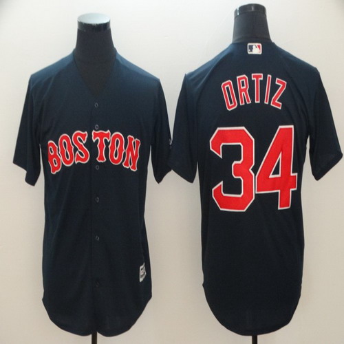 Personalized Red Sox 34 David Ortiz Navy Cool Base Jersey