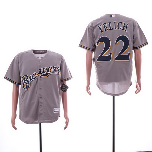 Personalized Brewers 22 Christian Yelich Gray Cool Base Jersey