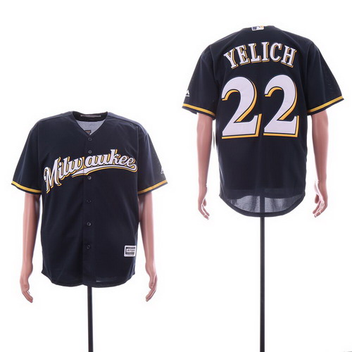 Personalized Brewers 22 Christian Yelich Navy Cool Base Jersey