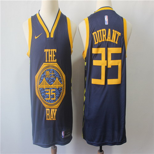 Personalized Warriors 35 Kevin Durant Navy 2018-19 City Edition Swingman Jersey
