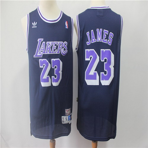 Personalized Lakers 23 Lebron James Navy Hardwood Classics Jersey