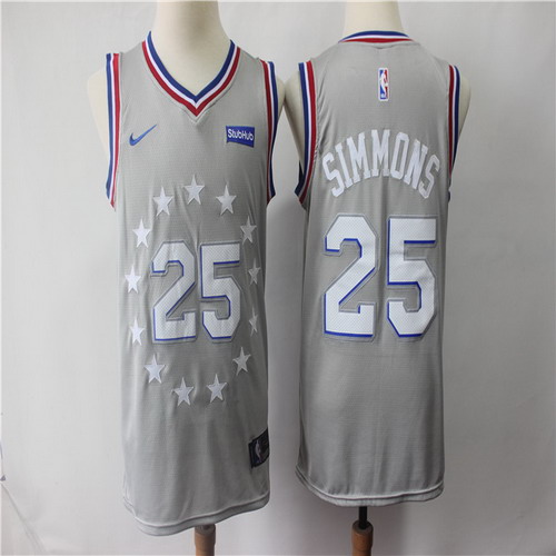 Personalized 76ers 25 Ben Simmons Gray 2018-19 City Edition Swingman Jersey