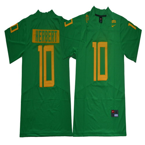 Personalized Oregon Ducks 10 Justin Herbert Green College Football Jersey