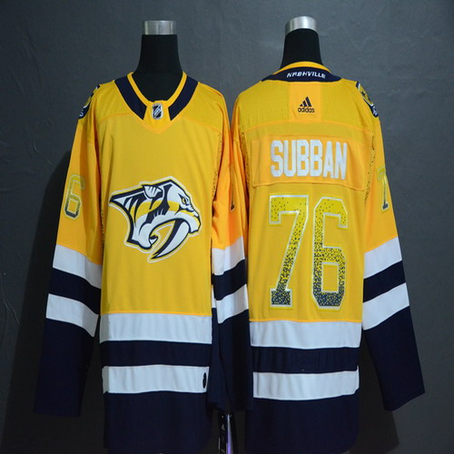 Personalized Predators 76 P.K. Subban Yellow Drift Fashion Jersey