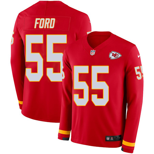 Personalized Chiefs #55 Dee Ford Red Team Color Men’s Stitched NFL Limited Therma Long Sleeve Jersey