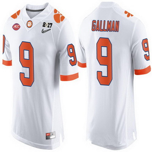 Personalized Men’s Clemson Tigers #9 Wayne Gallman White 2017 Championship Game Patch Stitched CFP Limited Jersey