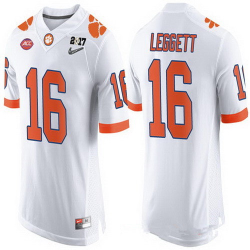 Personalized Men’s Clemson Tigers #16 Jordan Leggett White 2017 Championship Game Patch Stitched CFP Limited Jersey