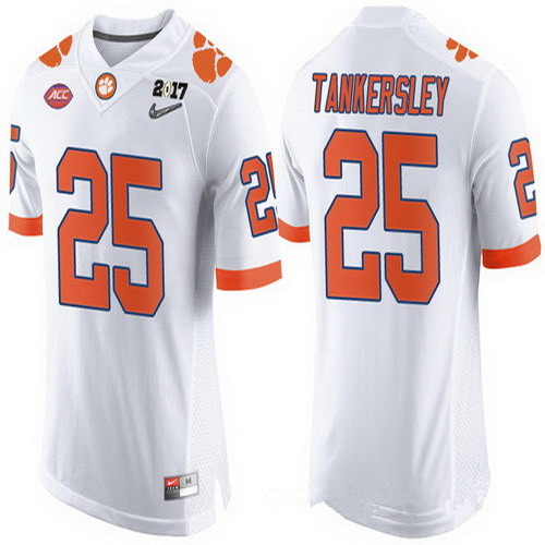 Personalized Men’s Clemson Tigers #25 Cordrea Tankersley White 2017 Championship Game Patch Stitched CFP Limited Jersey