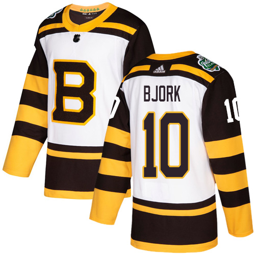 Personalized Bruins #10 Anders Bjork White Authentic 2019 Winter Classic Stitched NHL Jersey