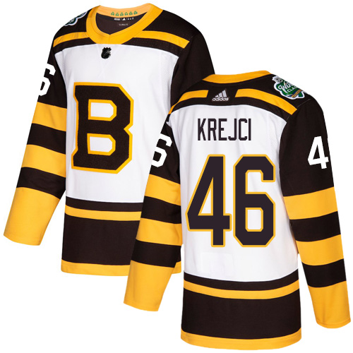 Personalized Bruins #46 David Krejci White Authentic 2019 Winter Classic Stitched NHL Jersey