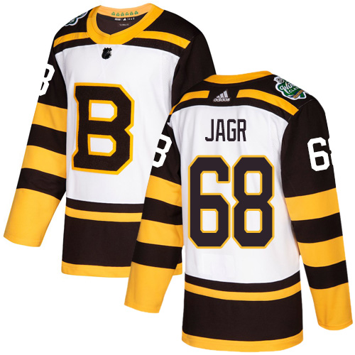 Personalized Bruins #68 Jaromir Jagr White Authentic 2019 Winter Classic Stitched NHL Jersey