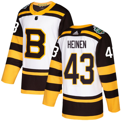 Personalized Bruins #43 Danton Heinen White Authentic 2019 Winter Classic Stitched NHL Jersey