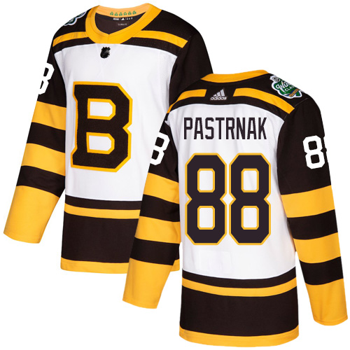 Personalized Bruins #88 David Pastrnak White Authentic 2019 Winter Classic Stitched NHL Jersey