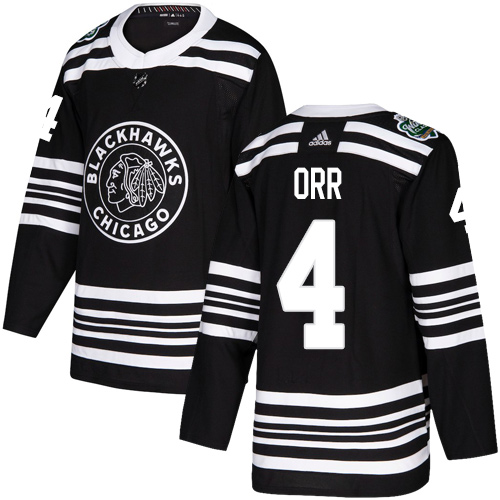 Personalized Blackhawks #4 Bobby Orr Black Authentic 2019 Winter Classic Stitched NHL Jersey