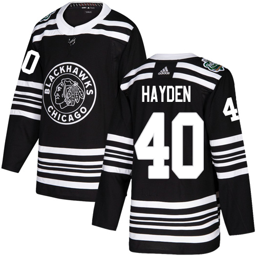 Personalized Blackhawks #40 John Hayden Black Authentic 2019 Winter Classic Stitched NHL Jersey