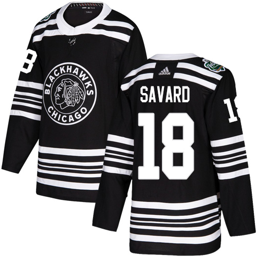 Personalized Blackhawks #18 Denis Savard Black Authentic 2019 Winter Classic Stitched NHL Jersey