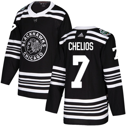 Personalized Blackhawks #7 Chris Chelios Black Authentic 2019 Winter Classic Stitched NHL Jersey