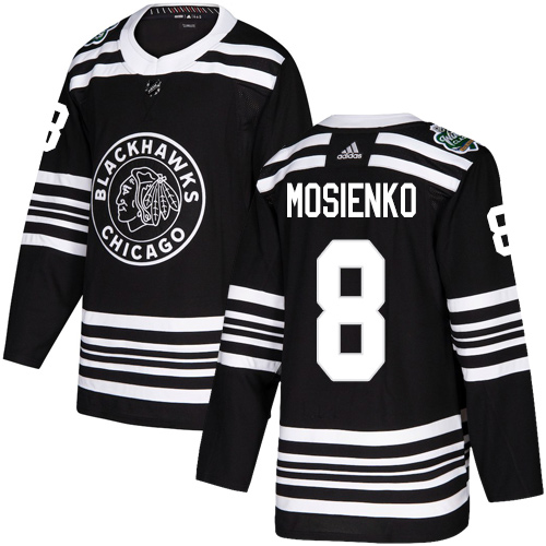 Personalized Blackhawks #8 Bill Mosienko Black Authentic 2019 Winter Classic Stitched NHL Jersey