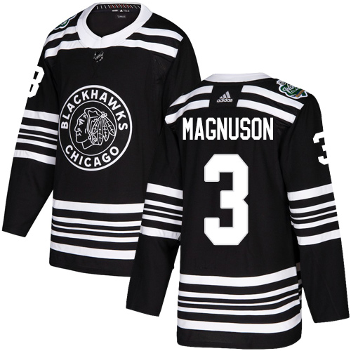 Personalized Blackhawks #3 Keith Magnuson Black Authentic 2019 Winter Classic Stitched NHL Jersey
