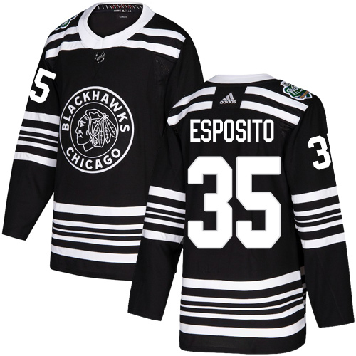 Personalized Blackhawks #35 Tony Esposito Black Authentic 2019 Winter Classic Stitched NHL Jersey