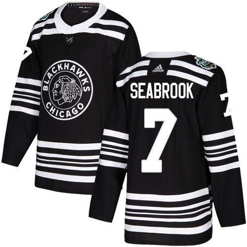 Personalized Blackhawks #7 Brent Seabrook Black Authentic 2019 Winter Classic Stitched NHL Jersey