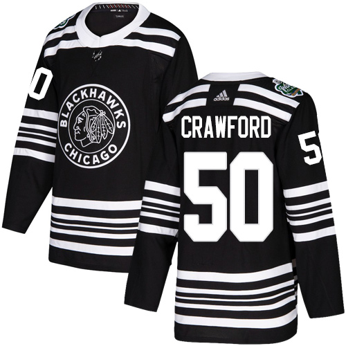 Personalized Blackhawks #50 Corey Crawford Black Authentic 2019 Winter Classic Stitched NHL Jersey
