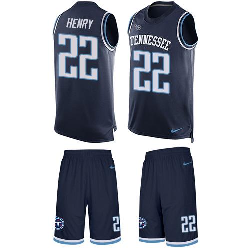 Personalized Titans #22 Derrick Henry Navy Blue Team Color Men’s Stitched NFL Limited Tank Top Suit Jersey