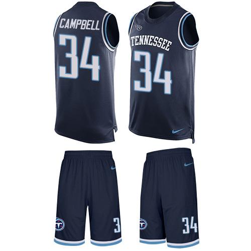 Personalized Titans #34 Earl Campbell Navy Blue Team Color Men’s Stitched NFL Limited Tank Top Suit Jersey