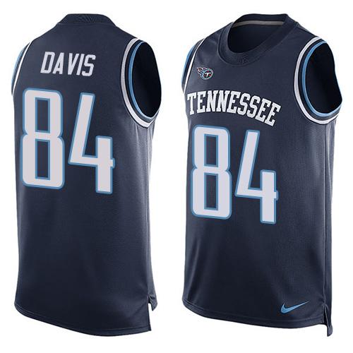 Personalized Titans #84 Corey Davis Navy Blue Team Color Men’s Stitched NFL Limited Tank Top Jersey