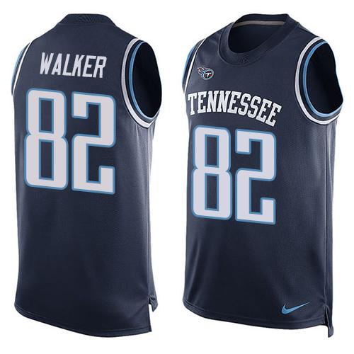 Personalized Titans #82 Delanie Walker Navy Blue Team Color Men’s Stitched NFL Limited Tank Top Jersey