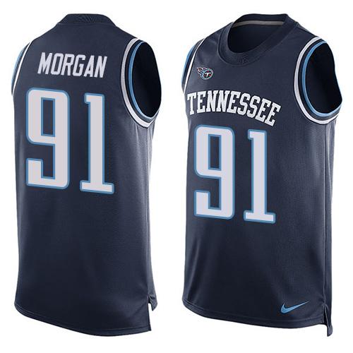 Personalized Titans #91 Derrick Morgan Navy Blue Team Color Men’s Stitched NFL Limited Tank Top Jersey