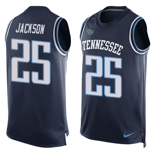 Personalized Titans #25 Adoree’ Jackson Navy Blue Team Color Men’s Stitched NFL Limited Tank Top Jersey