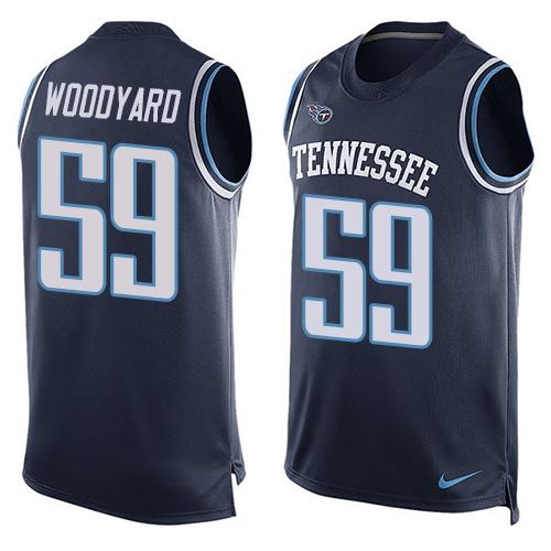 Personalized Titans #59 Wesley Woodyard Navy Blue Team Color Men’s Stitched NFL Limited Tank Top Jersey