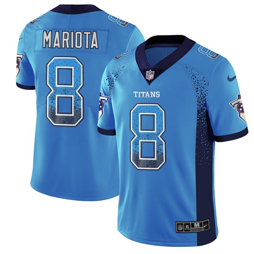 Personalized Titans #8 Marcus Mariota Light Blue Alternate Men’s Stitched NFL Limited Rush Drift Fashion Jersey