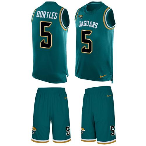 Personalized Jaguars #5 Blake Bortles Teal Green Alternate Men’s Stitched NFL Limited Tank Top Suit Jersey