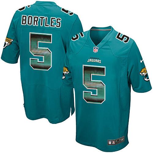 Personalized Jaguars #5 Blake Bortles Teal Green Alternate Men’s Stitched NFL Limited Strobe Jersey