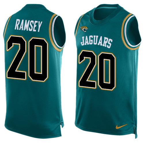 Personalized Jaguars #20 Jalen Ramsey Teal Green Alternate Men’s Stitched NFL Limited Tank Top Jersey